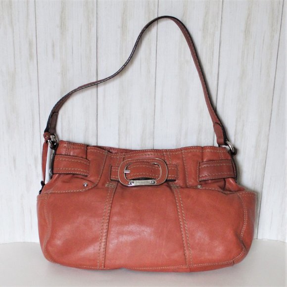 Tignanello Salmon Orange Leather Shoulder Bag - Picture 1 of 9